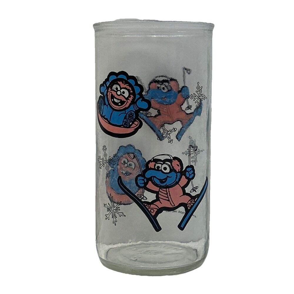 Vintage‎ Muppet Babies 1989 Glass Water Tumbler Animal & Gonzo Henson Associates